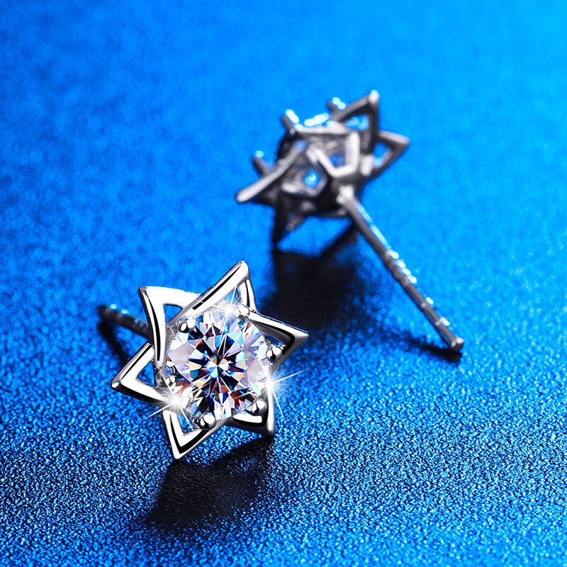 Shinny Hexagram Moissanite Stud Earrings